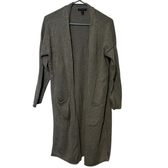 Eileen Fisher Sweaters - Eileen Fisher Petite Medium long-line open-front gray knit cardigan